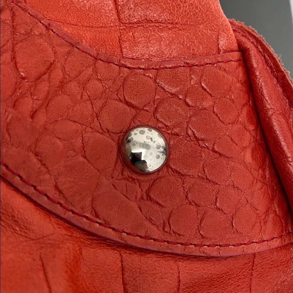Roberta Gandolfi Italian Made Tomato Red Orange leather tote handbag Vacation - Picture 11 of 15